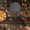 Pizza Turning Peel 9-inch, Metal Pizza Peel with Detachable Aluminum Handle Perforated Pizza Paddle, 25-Inch Long, Round Pizza Peel for Baking Homemade Pizza-SILVER