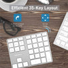 Wireless Number Pad for Laptop - Rechargeable Bluetooth Keypad - Ultra Slim 35-Key Numeric Keypad