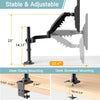 Single Monitor Stand - Gas Spring Single Arm Monitor Desk Mount Fit 17 to 34 inch Screens, Height Adjustable VESA Bracket with Clamp, Grommet Mounting Base, Hold up to 19.8lbs