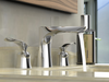 Luxury Double Handles 3 Holes Deck Mounted Brass Bathroom  Faucet Mixer Tap