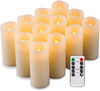 Set of 9 Flameless Candles Battery Operated LED Pillar Real Wax Electric Unscented Candles with Remote Control Cycling 24 Hours Timer, Ivory Color (No Moving Wick)