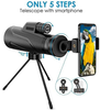 12x50 HD Monocular Telescope with Luminous Compass+ Smartphone Holder & Tripod, Adults Monocular Scope Waterproof BAK4 Prism for Bird Watching, Hunting, Travelling, Concert