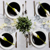 Liwei DESIGN Bloom Napkin Holders for Tables, Set of 4 Green Stemmed Plastic Twist Flower Buds Serviette Holders Plus White Napkins for Making Original Table Arrangements
