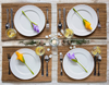Liwei DESIGN Bloom Napkin Holders for Tables, Set of 4 Green Stemmed Plastic Twist Flower Buds Serviette Holders Plus White Napkins for Making Original Table Arrangements