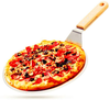 Pizza Peel Stainless Steel Pizza Paddle 10 inch, 3 Pieces Wood Handle Wheel Cutter Transfer Shovel Baker Tools for Baking Pizza and Cake on Oven & Gril