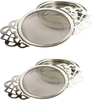 Tea Strainers with Drip Bowls,Stainless Steel Loose Leaf Tea Strainers-The Empress Tea Strainer Mesh Tea Infuse with Double Winged Handles-Silver