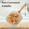 Pizza Peel with Foldable Wood Handle, 12''x14'' Aluminum Metal Pizza Peel Kitchen Supply Large Pizza Paddle for baking homemade pizza, bread and pastries