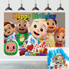 Party Supplies Cartoon Family Party Backdrops Kids Happy Birthday Party Custom banner 5 x 7ft Photography Background for Photo Studio Newborn Birthday Party Supplies