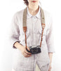 Camera Shoulder Neck Strap Vintage Belt for All DSLR Camera Nikon Canon Sony Pentax Classic White and Brown Weave- GREY