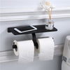 Wall Mounted Black Toilet Paper Holder Tissue Paper Holder Roll Holder With Phone Storage