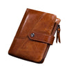 Men Genuine Leather Short Wallet Vintage Tri-fold Unique Wallet
