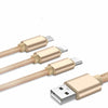4FT 3 in 1 Multi Charging Cablephone Connector USB Universal Charger Cord Adapter - Gold