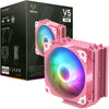 V5 CPU Cooler Computer PC Heatsink W/ 5 Heatpipes 120Mm PWM & ARGB Fan for LGA 1700 1200 1150 AMD AM4 Am3-Pink