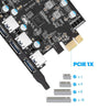 7-Port PCI-E to Type C (2), with 2 Rear USB 3.0 Ports PCI Card Desktop PC for Windows Linux Expansion Card