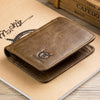 Bullcaption Genuine Leather 9 Card Slots 3 Folding Short Wallet