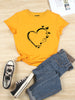 Heart & Butterfly Print Round Neck Tee