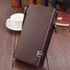 PU Leather Long Clutch Bag Solid 7 Card Slot Wallet Multi-function Phone Purse For Men