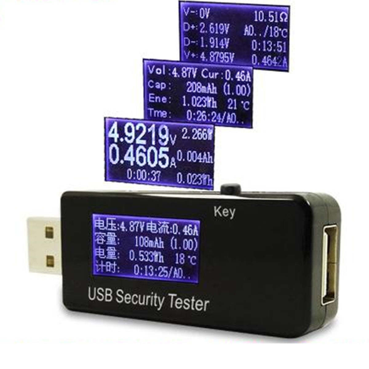 USB Volt Voltage Current Meter Volt Meterr Detector Power Capacity Charger Tester