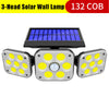 112LED/138LED/132COB Solar Motion Sensor Lights Security Wall Lamp Floodlight 3-Head