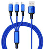 4FT 3 in 1 Multi Charging Cablephone Connector USB Universal Charger Cord Adapter - Blue