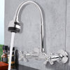 Kitchen Sink Faucet Hot Cold Mixed Taps Stretchable Shower Spray Type Wall Mount Bathroom Faucet