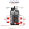 Car Boat Fuse Box Holder with 6 Ways 12 Ways Blade Fuse Holder Block Warning Indicator 12V 36V Power Distribution Panel Board