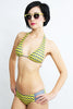 Sexy Halter Lace-Up Wave Print Women's Bikini Set