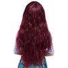 Full Bangs Long Half Curly Hair Wig Heat Resistant Natural Wine Red