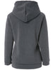 Stylish Long Sleeves Solid Color Zippered Flocking Hoodie For Women