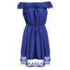 Trendy Off The Shoulder Waist Lace Spliced Pure Color Women Dress