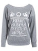 Skew Neck Merry Christmas Print Sweatshirt