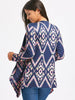 Retro Style Collarless Long Sleeve Loose-Fitting Ethnic Print Women's Cardigan