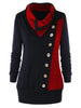 Plus Size Heap Collar Tunic Sweatshirt with Buttons