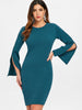 Casual Bell Slleve Fitted Dress