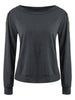 Alluring Women's Long Sleeve Jewel Neck Solid Color T-Shirt