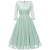 Lace Panel Pleated A Line Dress
