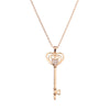JASSY Fine Jewelry Sweet Rose Gold Plated Heart Key Pendant Zircon Long Necklace Sweater Chain