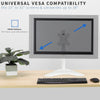White Single LCD Monitor Adjustable Desk Stand, Fits 1 Screen