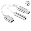 Bakeey Mini Type-C to 3.5mm Adapter Earphone Audio Cable 2 In 1 Music Port Adapter Type C to 3.5 AUX Jack for 6 Mi6