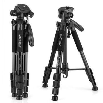 Mactrem PT55 Aluminum Alloy Camera Tripod with 3 Way 360 Degree Pan Head for DSLR SLR DV with Case