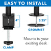 Dual Monitor Desk Mount 27" Max Screen Size Full Motion Desk Stand