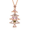 INALIS Women's Sweet Delicate Christmas Tree Colorful Zircon Necklace Gift