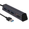 Aluminum Alloy USB 3.0 to 3-Port USB 3.0 Hub TF SD Card Reader with Hidden Phone Support