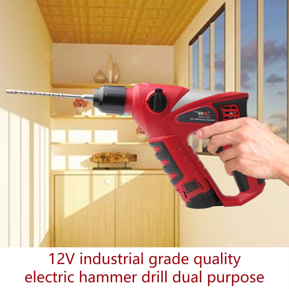 12V Cordless Electric Hammer Impact Drill 2000mAh Battery Rechargable Multifunction Rotary Tool