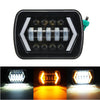 Single 7x6 5X7 55W H4 LED Headlights DRL for Jeep/Cherokee XJ/Wrangler YJ/Toyota Pickup