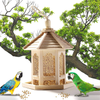 Lumumi Wild Bird Feeder, Wooden Bird Feeder Hanging for Garden Yard Decoration Hexagon Shaped with Roof