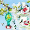 Hummingbird feeders for Outdoors, 36 Ounces Nectar Capacity Hummingbird Feeder with Upgraded Round Stand and 4 Feeding Ports, Handmade Glass Wild Bird feeders for Outdoors Hanging in Garden, Yard