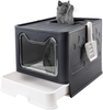 Bolux Foldable Cat Litter Box with Lid, Extra Large Litter Box with Cat Litter Scoop, Drawer Type Cat Litter Pan Easy to Scoop & Low Tracking ( Dark Grey, 20" L x 16" W x 15" H )
