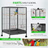 30 Inch Height Wrought Iron Bird Cage with Rolling Stand for Parrots Conure Lovebird Cockatiel