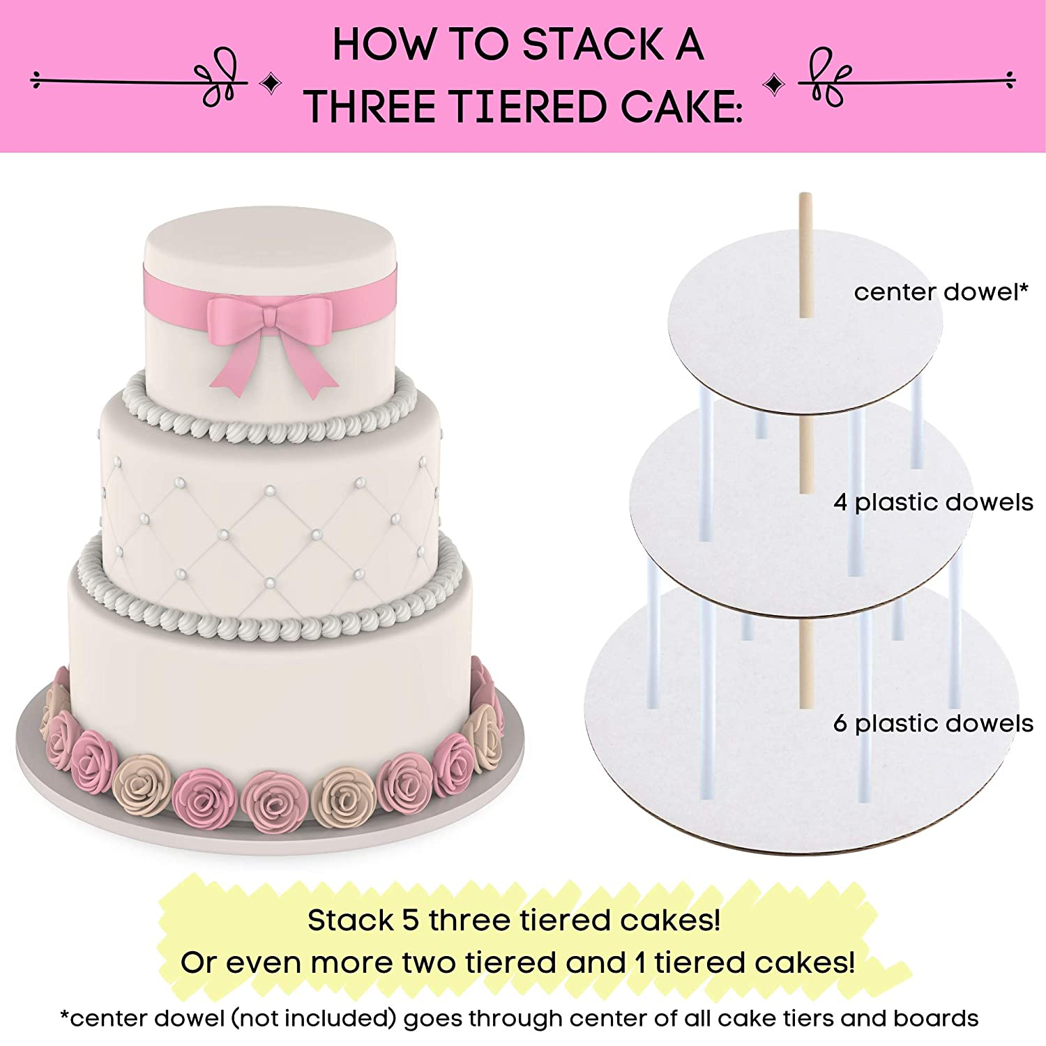 3-tier cake - Board + Dowel – Dasbi Supplies